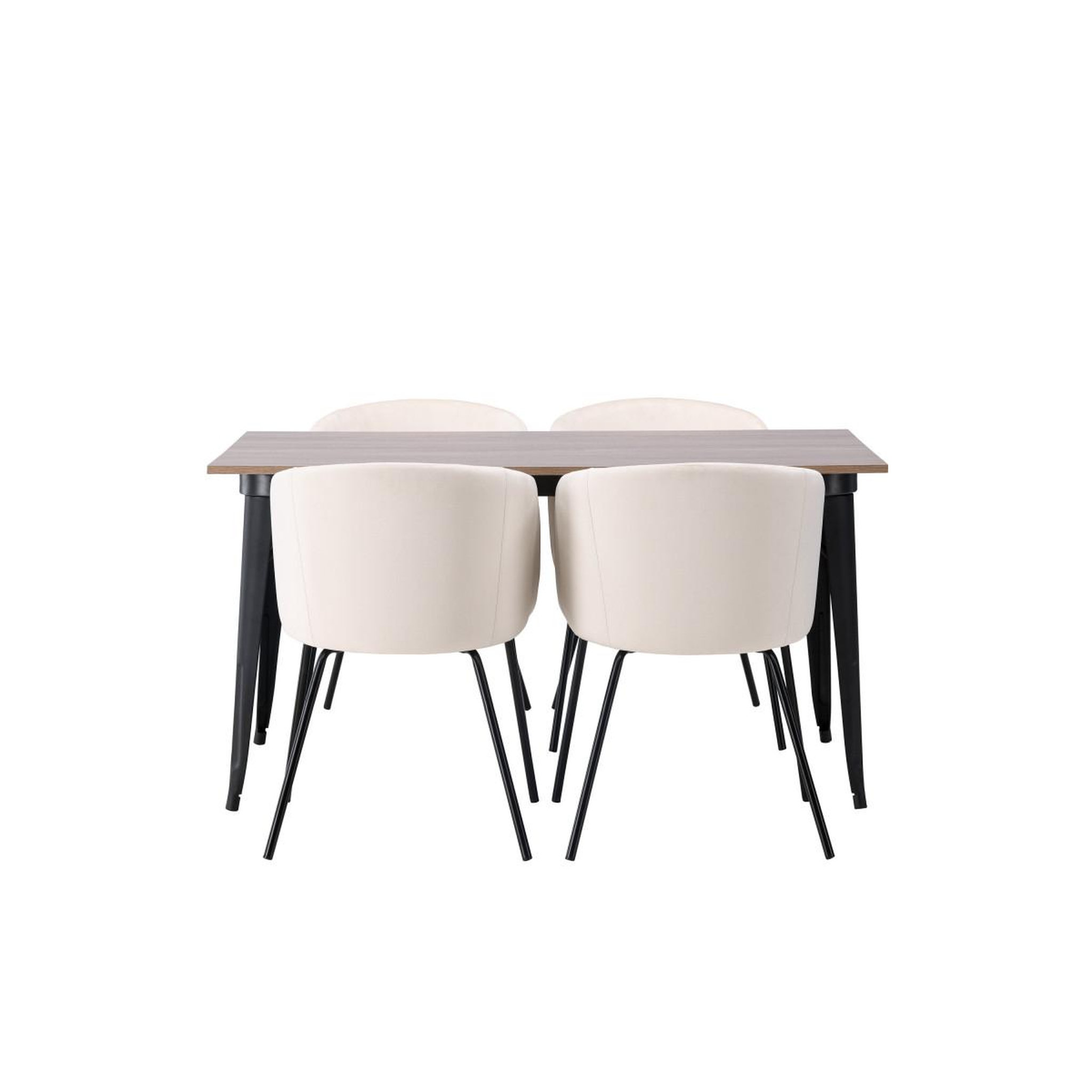 Voir la diapositive 2 : Paris Prix Ensemble table à manger & 4 chaises velours  tempe & berit  140cm naturel & beige