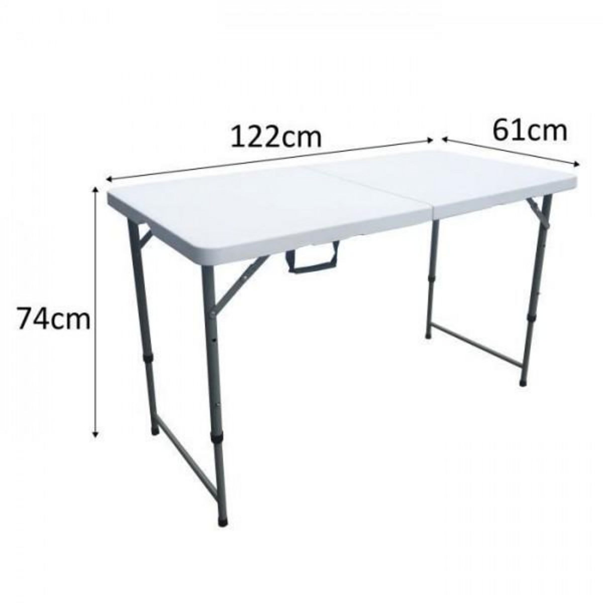 MARKET24 Table de réception pliante - 4 personnes - 122 cm - Structure en acier et Plateau en Polyéthylene PEHD - Blanc