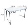 Voir la diapositive 4 : MARKET24 Table de réception pliante - 4 personnes - 122 cm - Structure en acier et Plateau en Polyéthylene PEHD - Blanc