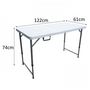 Voir la diapositive 4 : MARKET24 Table de réception pliante - 4 personnes - 122 cm - Structure en acier et Plateau en Polyéthylene PEHD - Blanc
