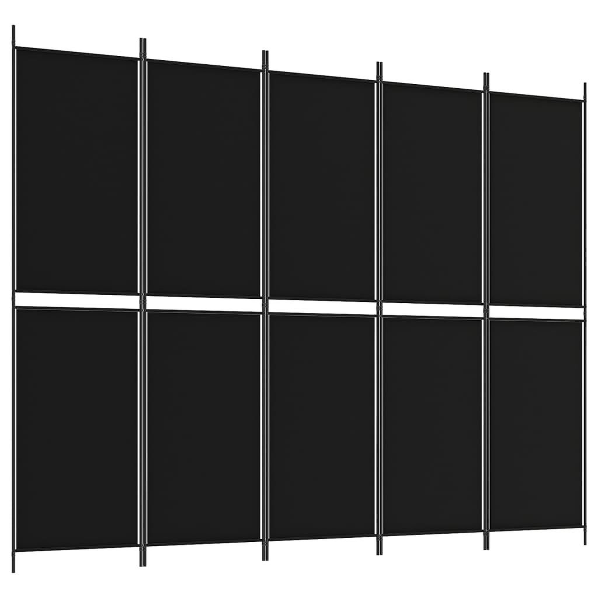 Voir la diapositive 2 : VIDAXL Cloison de separation 5 panneaux Noir 250x200 cm Tissu