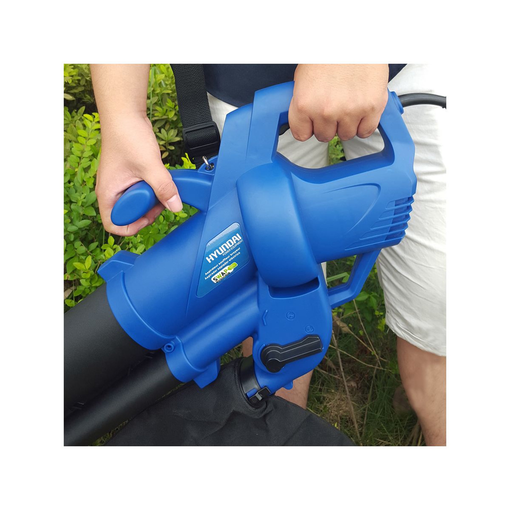 Voir la diapositive 2 : HYUNDAI Aspirateur souffleur broyeur électrique 3200W 40L