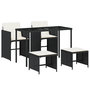 Voir la diapositive 2 : VIDAXL Ensemble a manger de jardin coussins 5pcs Noir Resine tressee