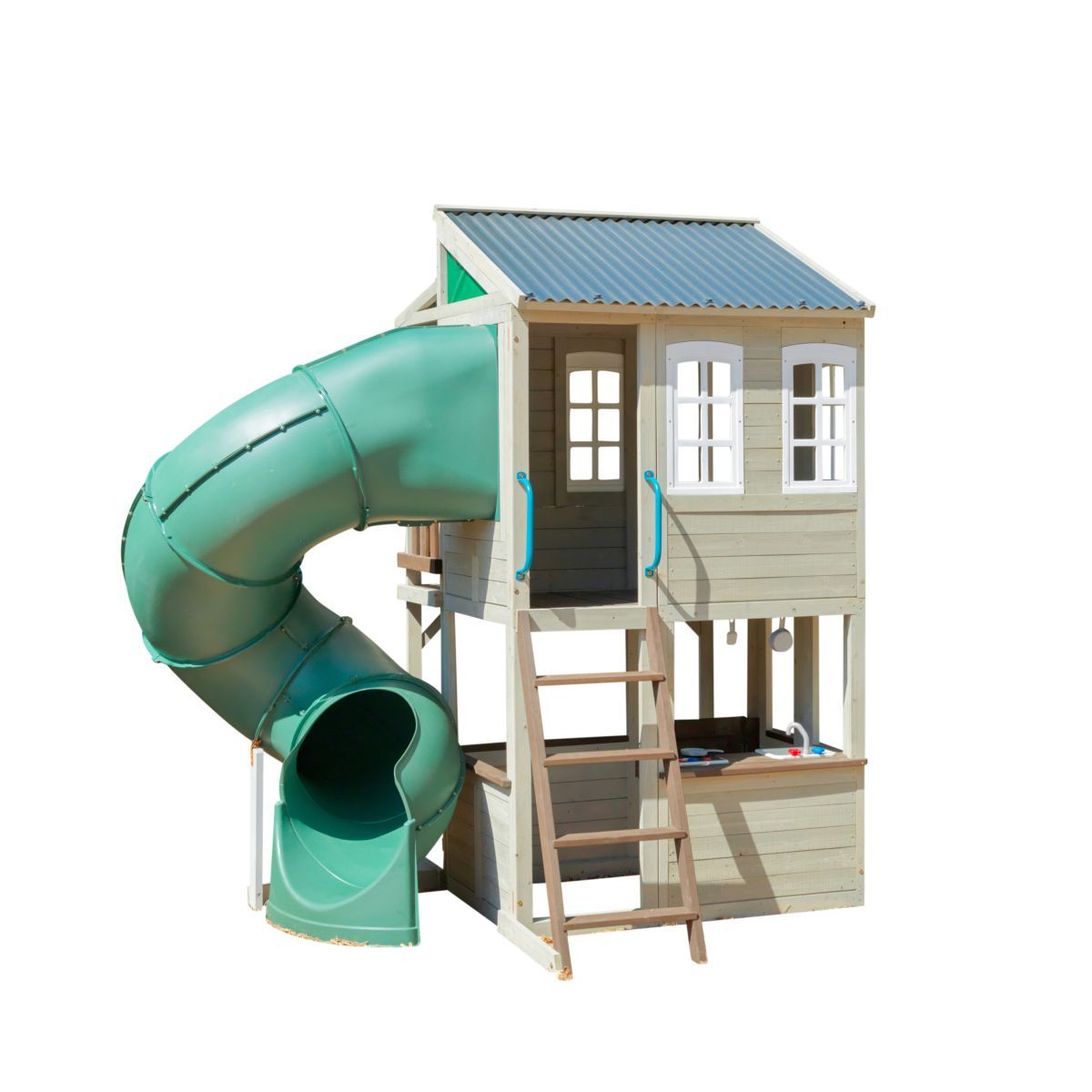 Kidkraft Aire de jeux avec toboggan en tube - Bois - H2,74m - COZY ESCAPE