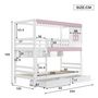 Voir la diapositive 3 : MERAX Lit superposé 90x200cm bois et mdf coloris blanc+rose