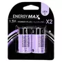 ENERGY MAX Lot de 2 Piles LR14  Alcaline  4cm Violet