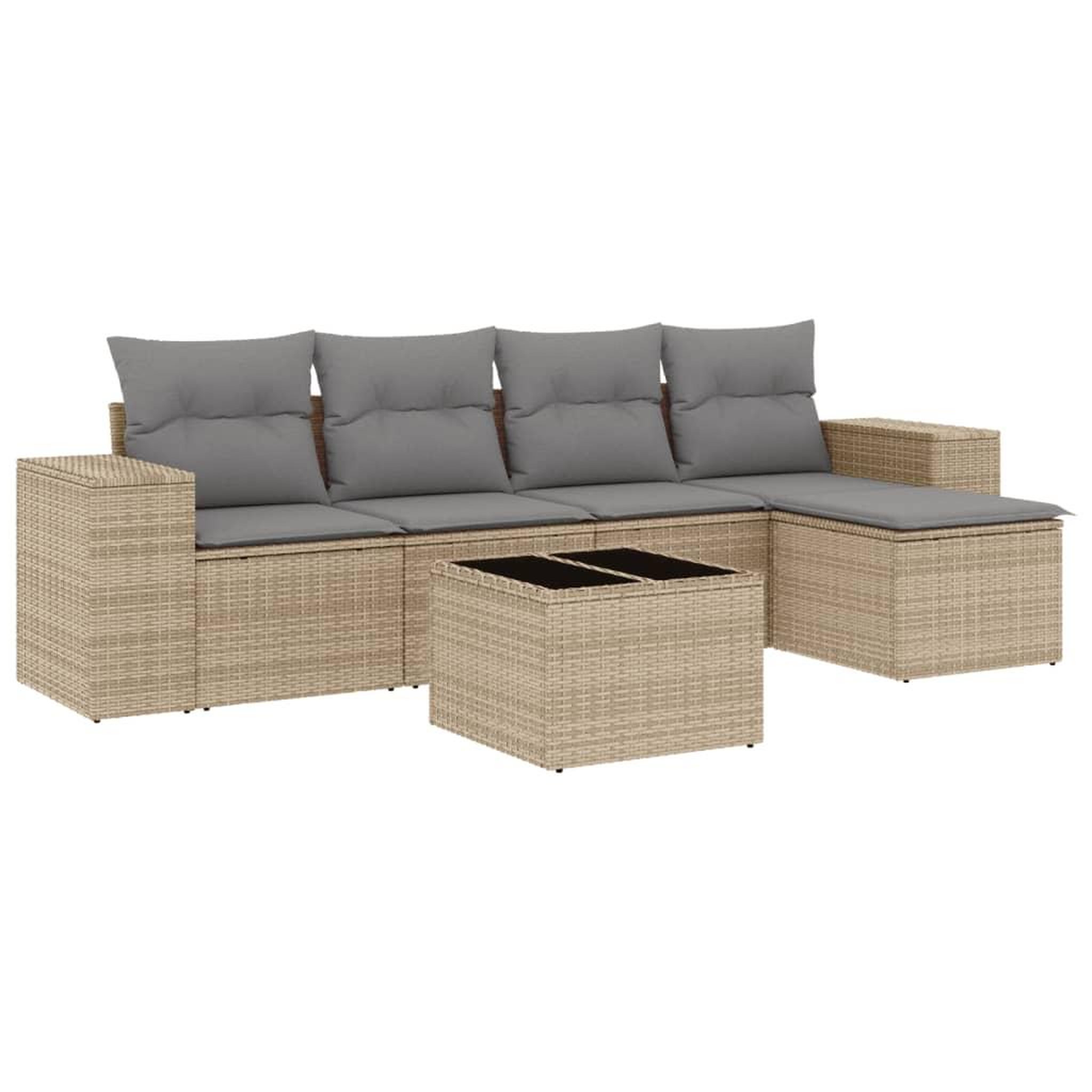 Voir la diapositive 2 : VIDAXL Salon de jardin avec coussins 6 pcs beige resine tressee