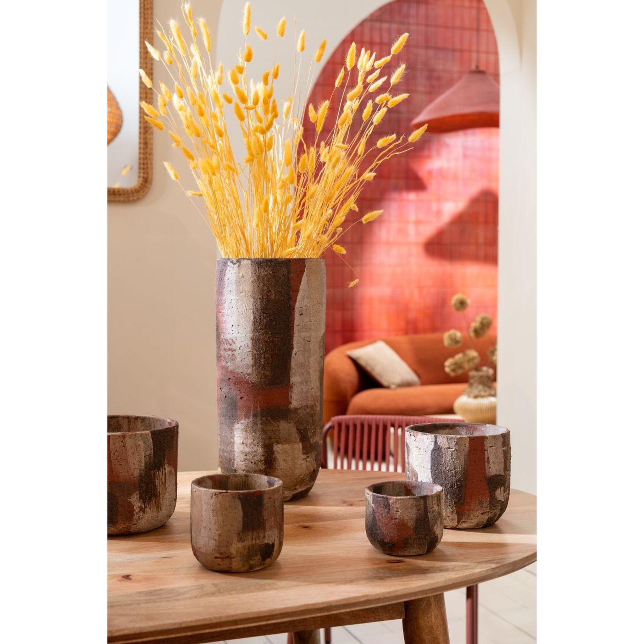 Voir la diapositive 5 : J-LINE Vase déco en terre cuite  miltos  50cm multicolore