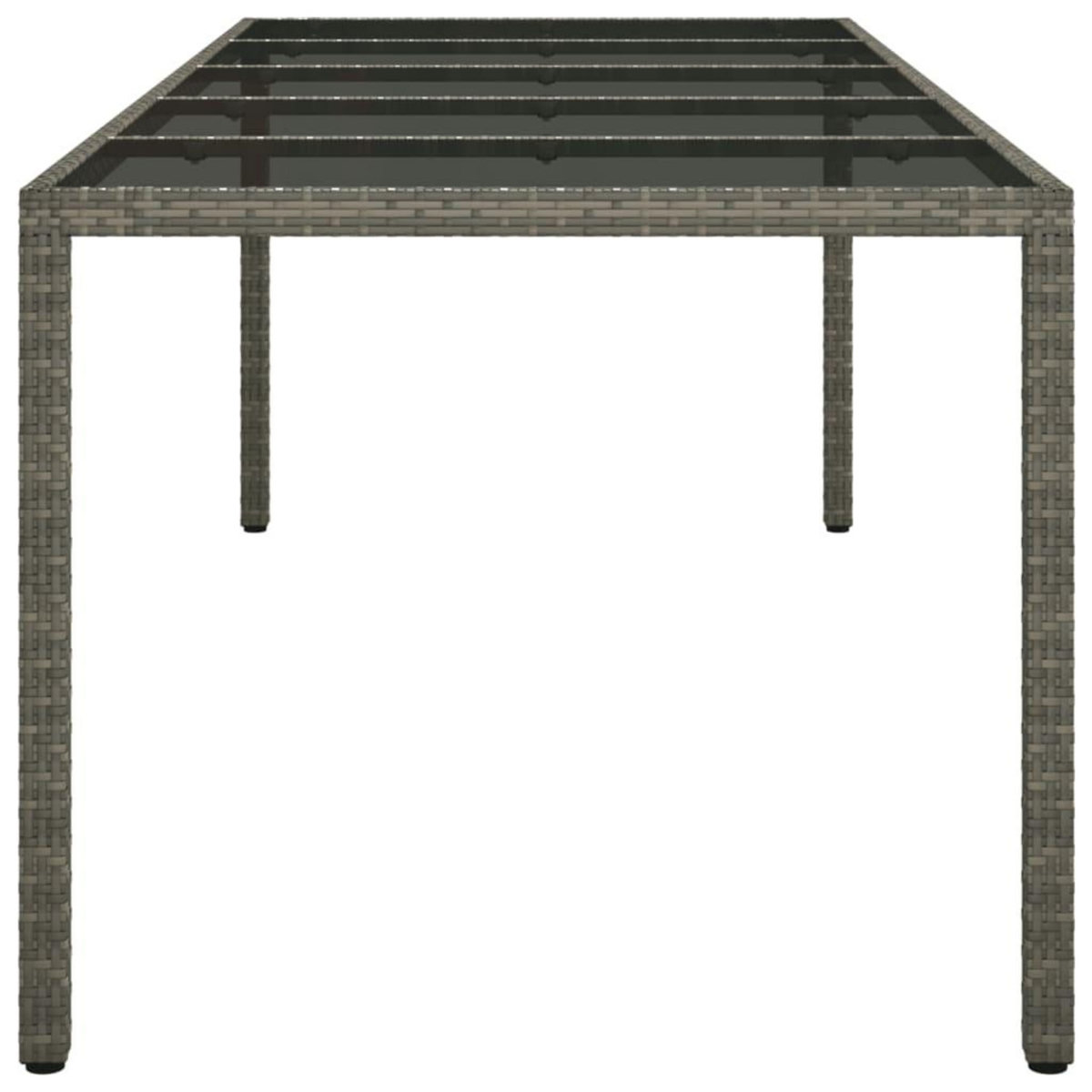 VIDAXL Table de jardin gris 250x100x75 cm Verre trempe et poly rotin
