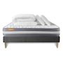 Voir la diapositive 2 : SEPTNUITS PACK matelas + sommier kit gris Memo Plus Mémoire de forme + 2 oreillers + couette
