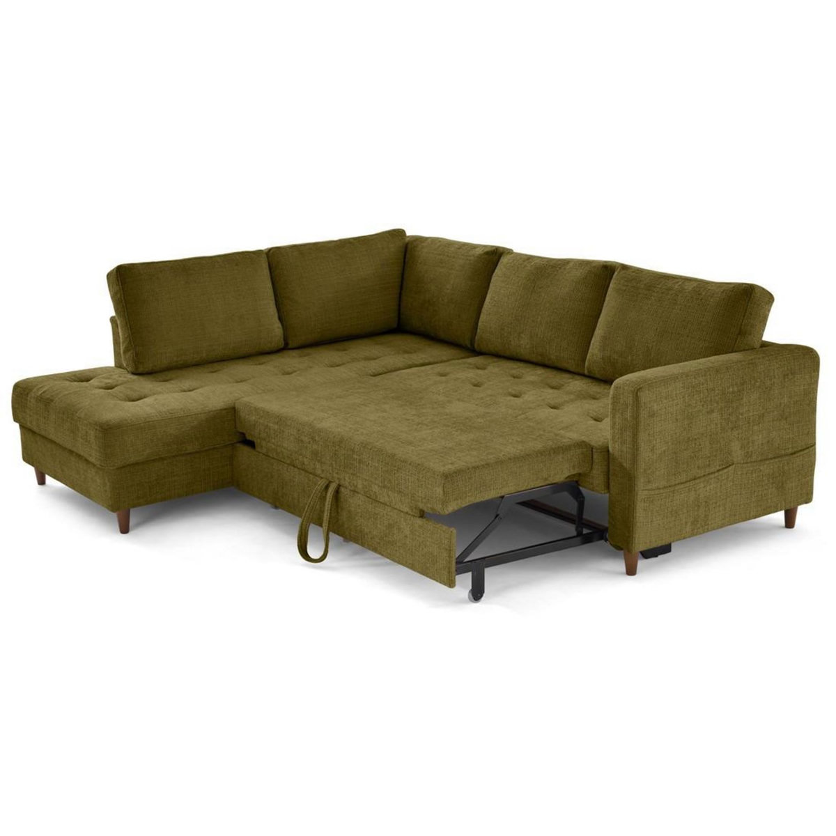 LISA DESIGN Anna - canapé d'angle gauche 5 places convertible en velours texturé