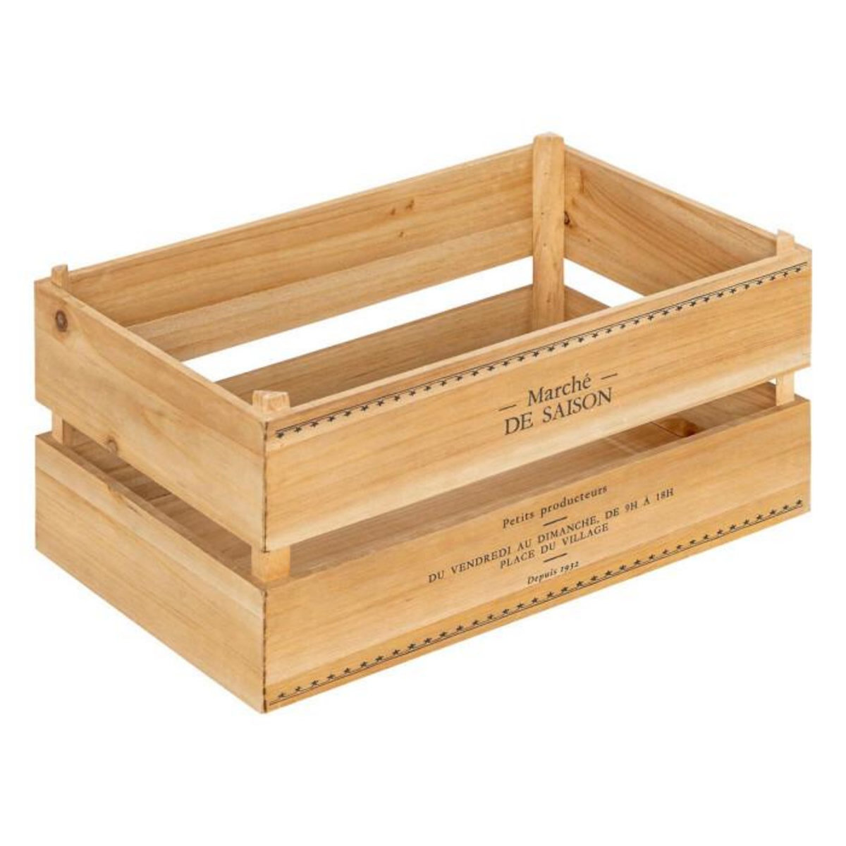 ATMOSPHERA Lot de 2 Cagettes en Bois  Little Cottage  35cm Naturel