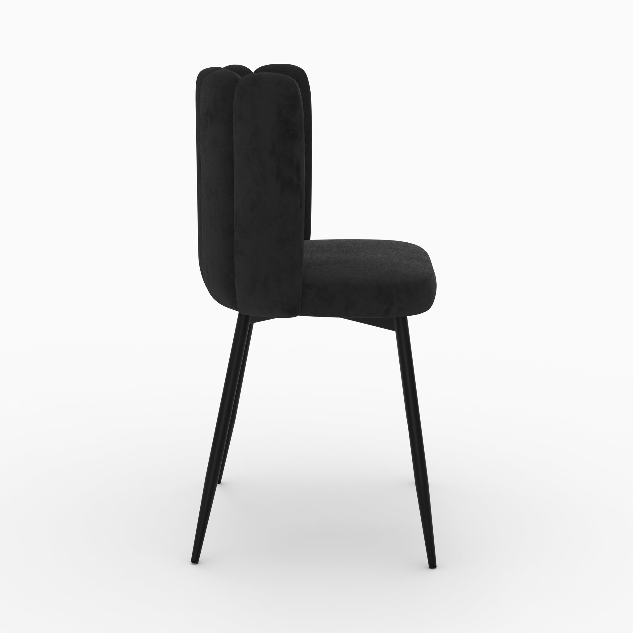 Voir la diapositive 6 : MAISON PAVANE Chaise en velours noir et pieds en métal noir-Rosy