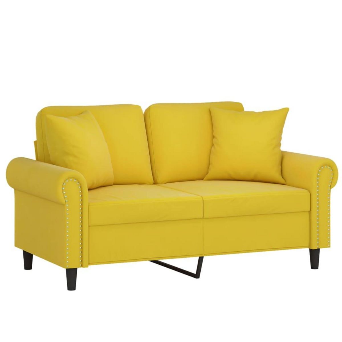 VIDAXL Canape 2 places avec oreillers decoratifs jaune 120 cm velours