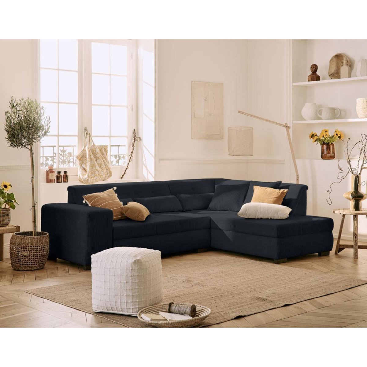 LISA DESIGN Vermont - canapé d'angle droit - 5 places - convertible - en velours côtelé