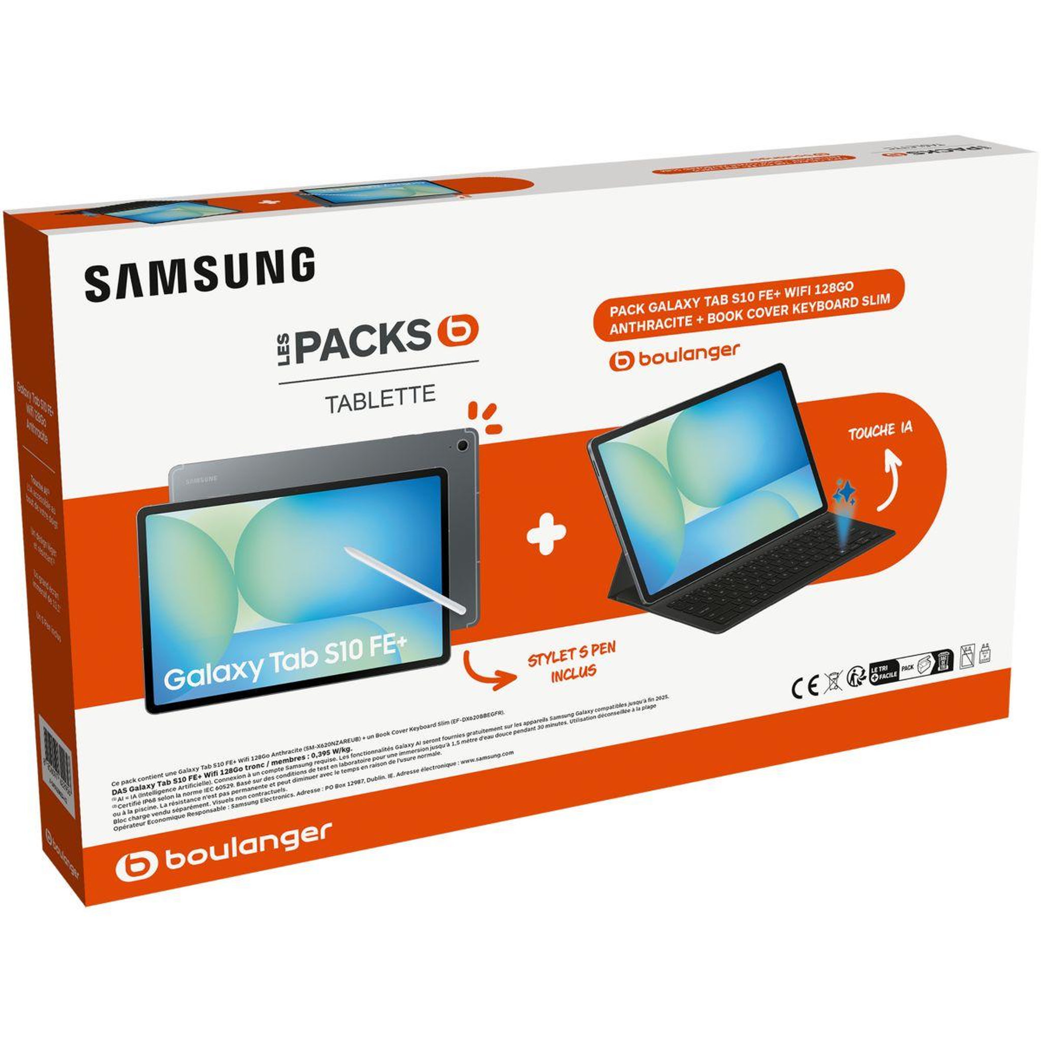 Voir la diapositive 3 : Samsung Tablette android pack galaxy tab s10 fe+ 128go avec galaxy ia + bookcover keyboard slim + s pen inclus