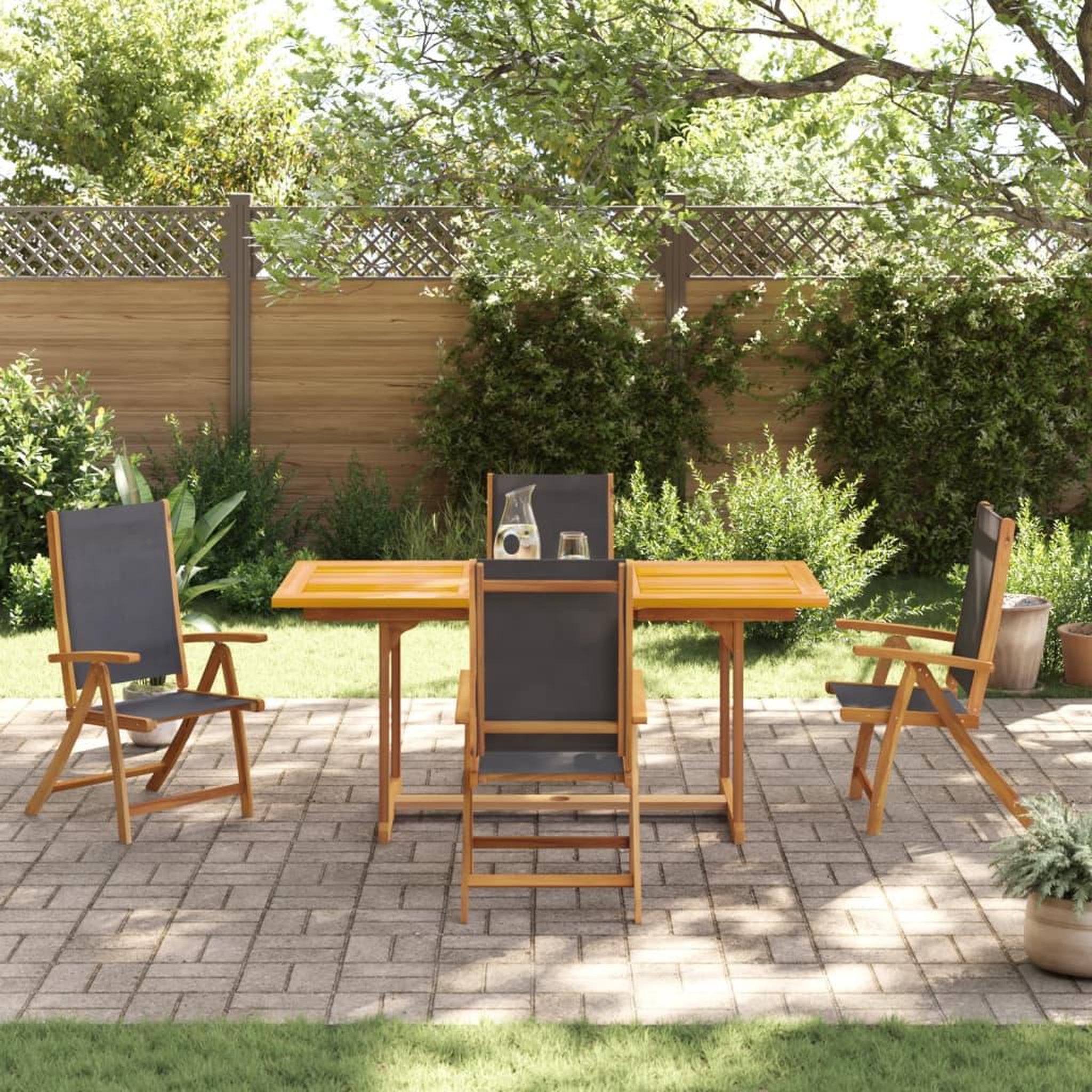 Voir la diapositive 3 : VIDAXL Ensemble a Manger de jardin 7pcs bois d'acacia solide textilene