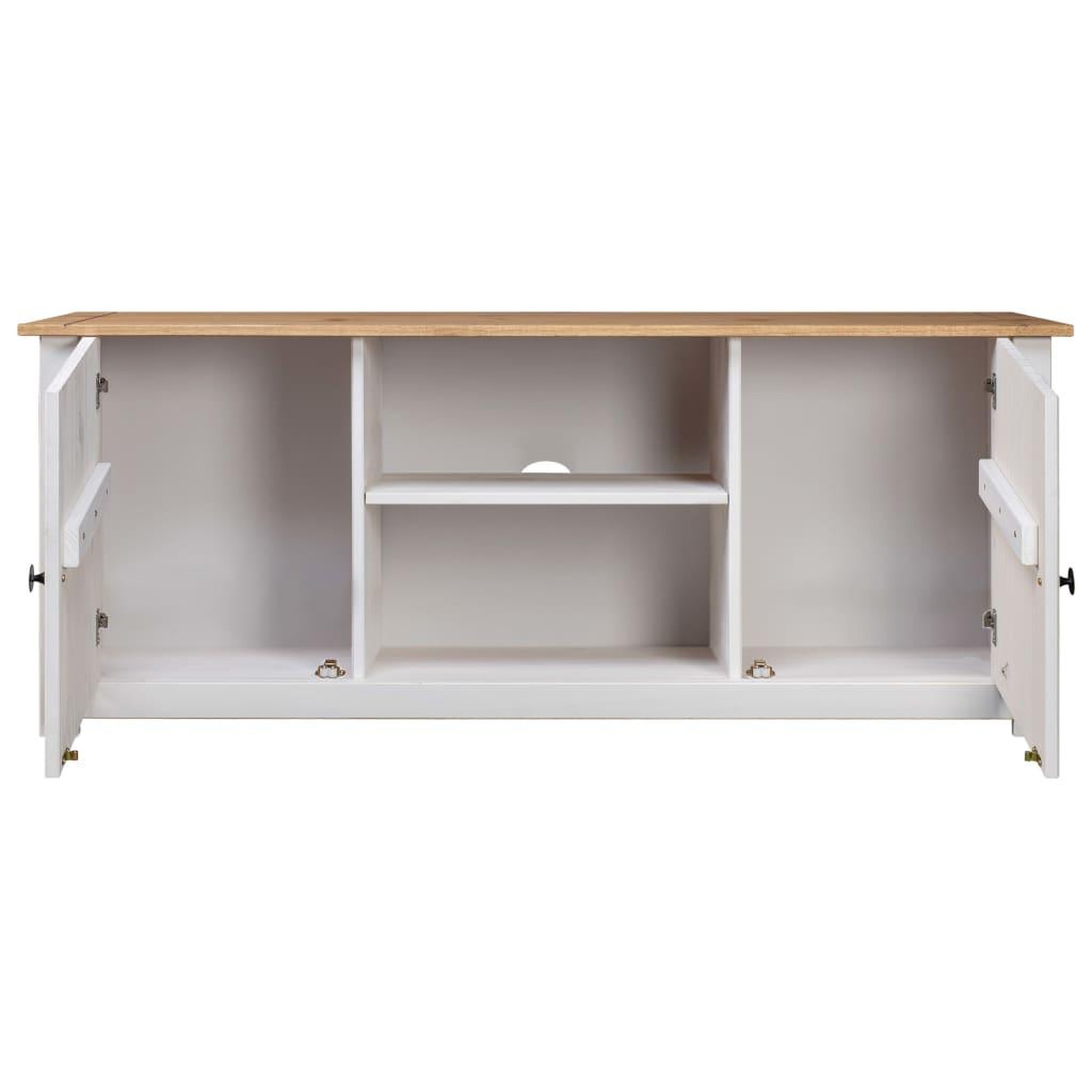 Voir la diapositive 3 : VIDAXL Meuble TV Blanc 120x40x50 cm Bois de pin massif Gamme Panama