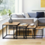 Voir la diapositive 3 : ID MARKET Lot de 4 tables basses gigognes DETROIT 35/40/45/50 design industriel