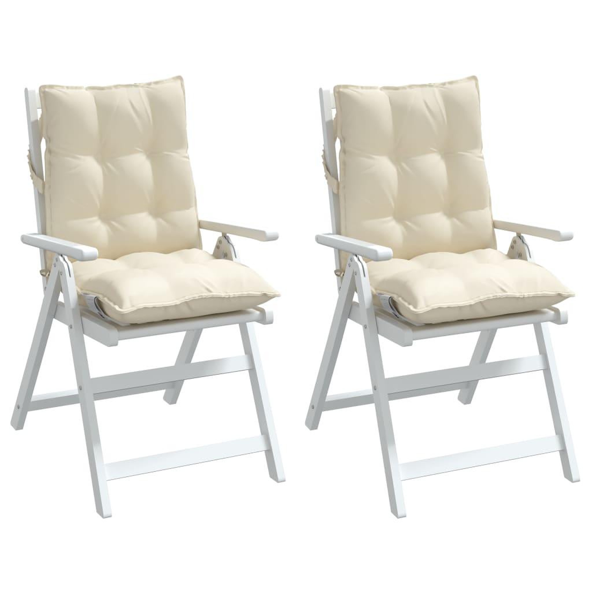Voir la diapositive 4 : VIDAXL Coussins de chaise a dossier bas lot de 2 creme tissu oxford