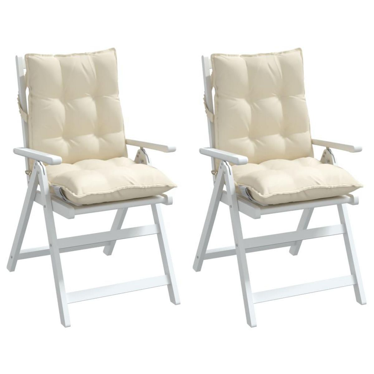 VIDAXL Coussins de chaise a dossier bas lot de 2 creme tissu oxford