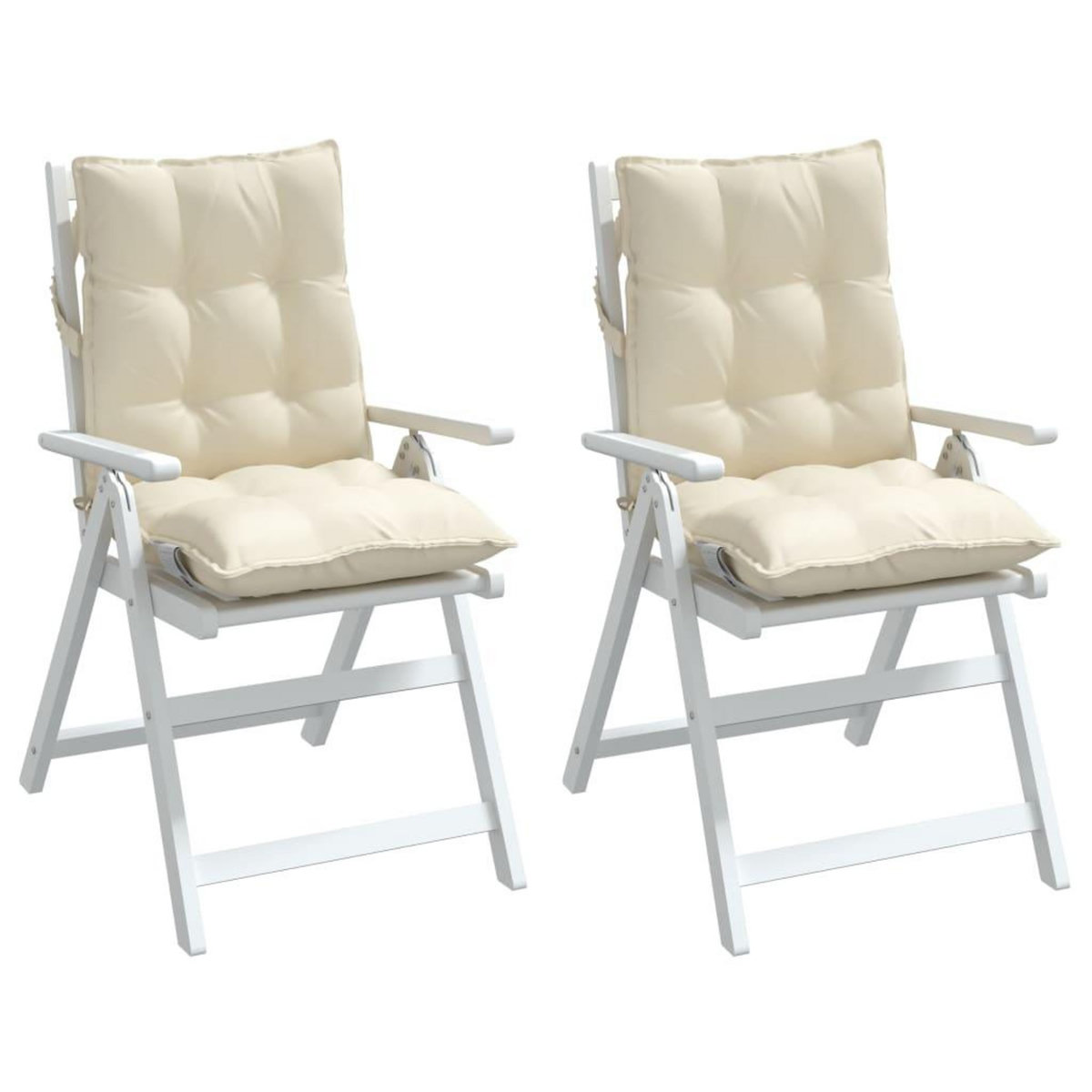 VIDAXL Coussins de chaise a dossier bas lot de 2 creme tissu oxford