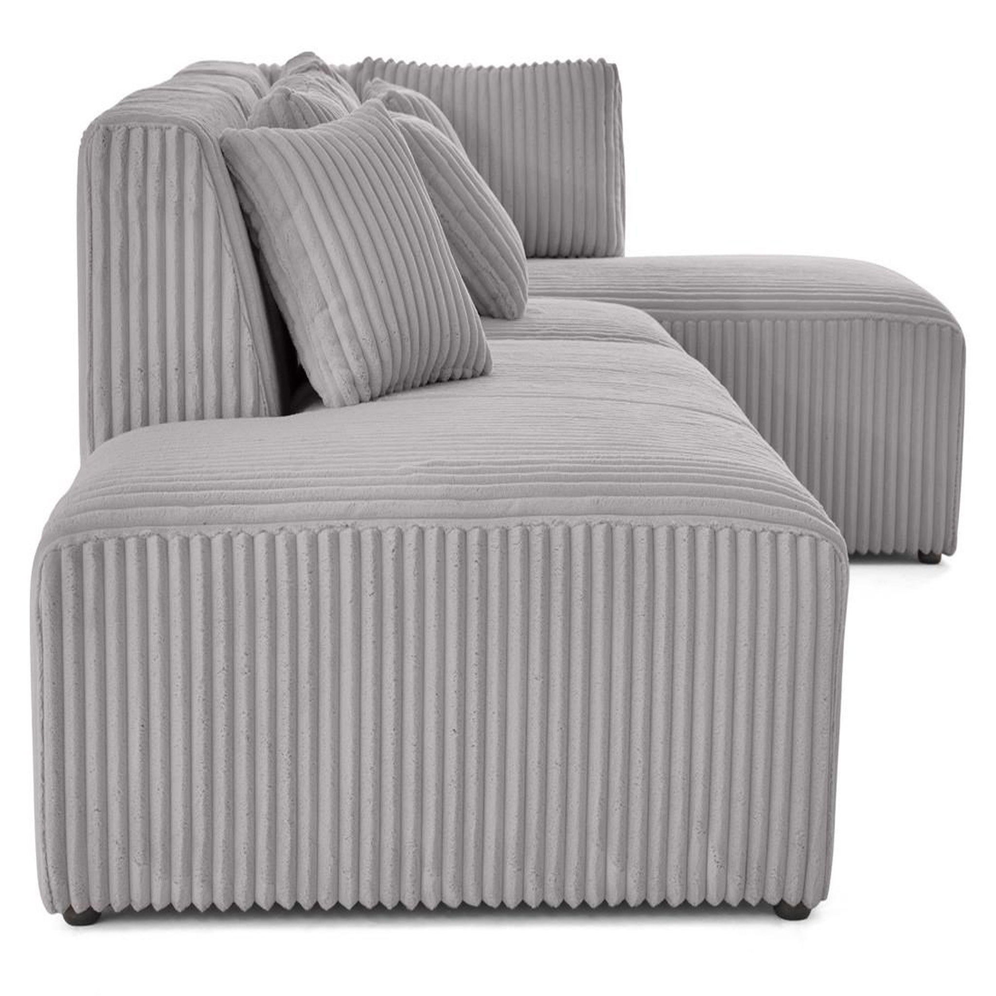 Voir la diapositive 3 : LISA DESIGN Victoire - canapé modulable d'angle droit 5 places en velours côtelé grosses côtes