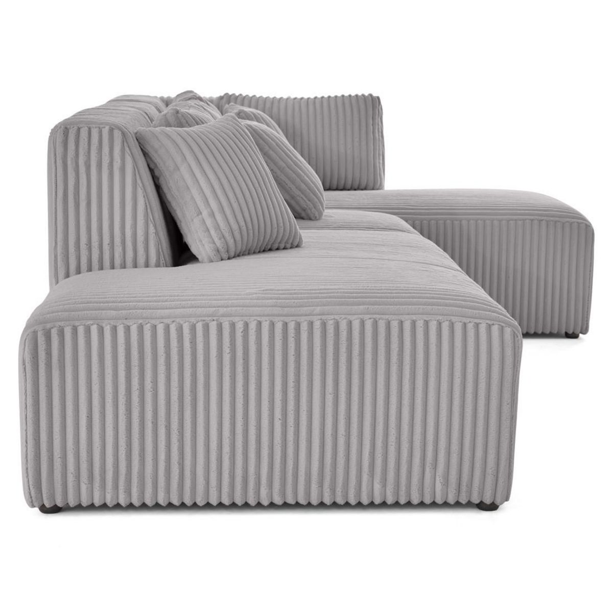 LISA DESIGN Victoire - canapé modulable d'angle droit 5 places en velours côtelé grosses côtes