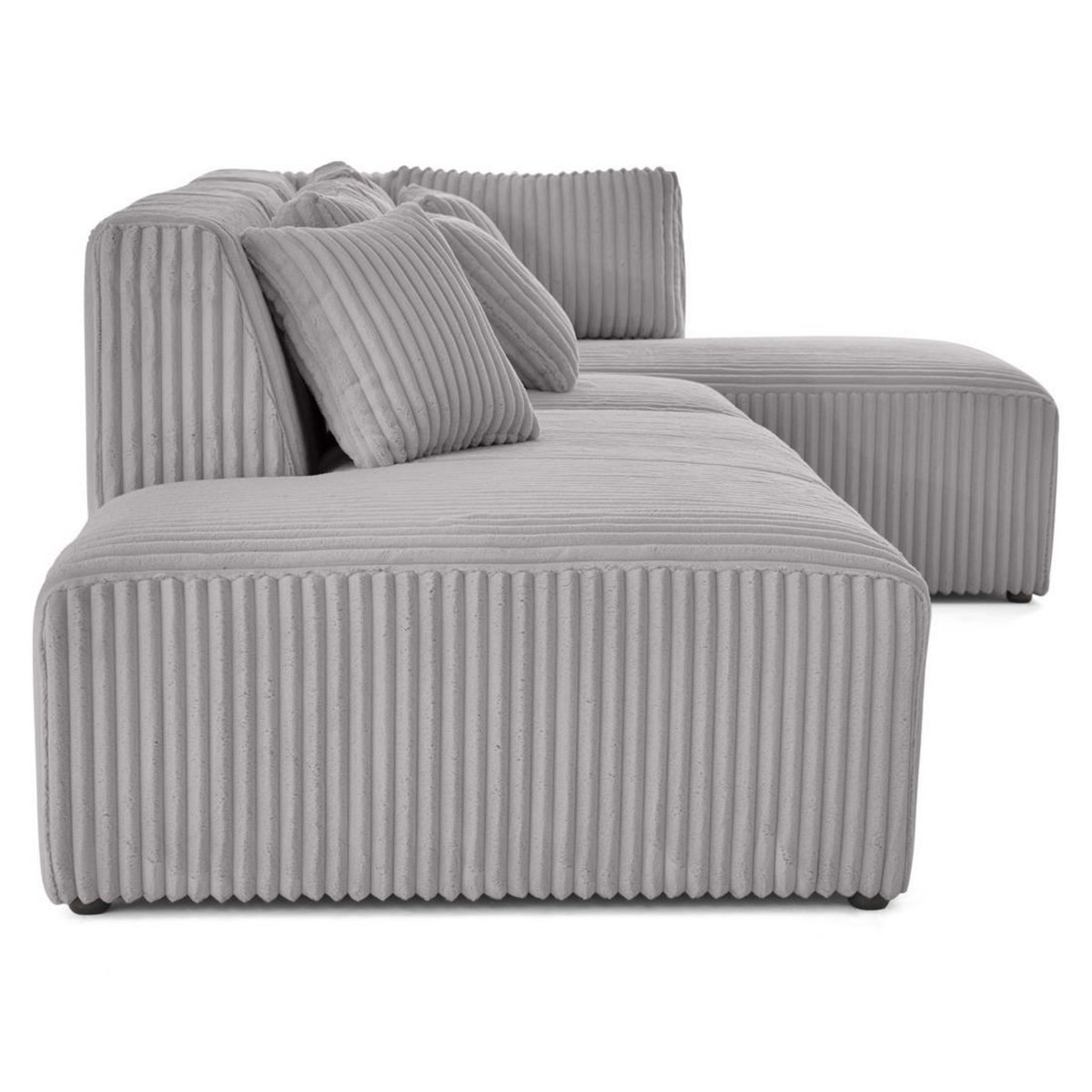 LISA DESIGN Victoire - canapé modulable d'angle droit 5 places en velours côtelé grosses côtes