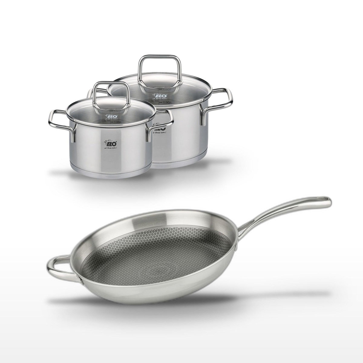 ELO Lot Poêle 32 cm Elo Relief Evolution & 2 Faitouts Elo Citrin