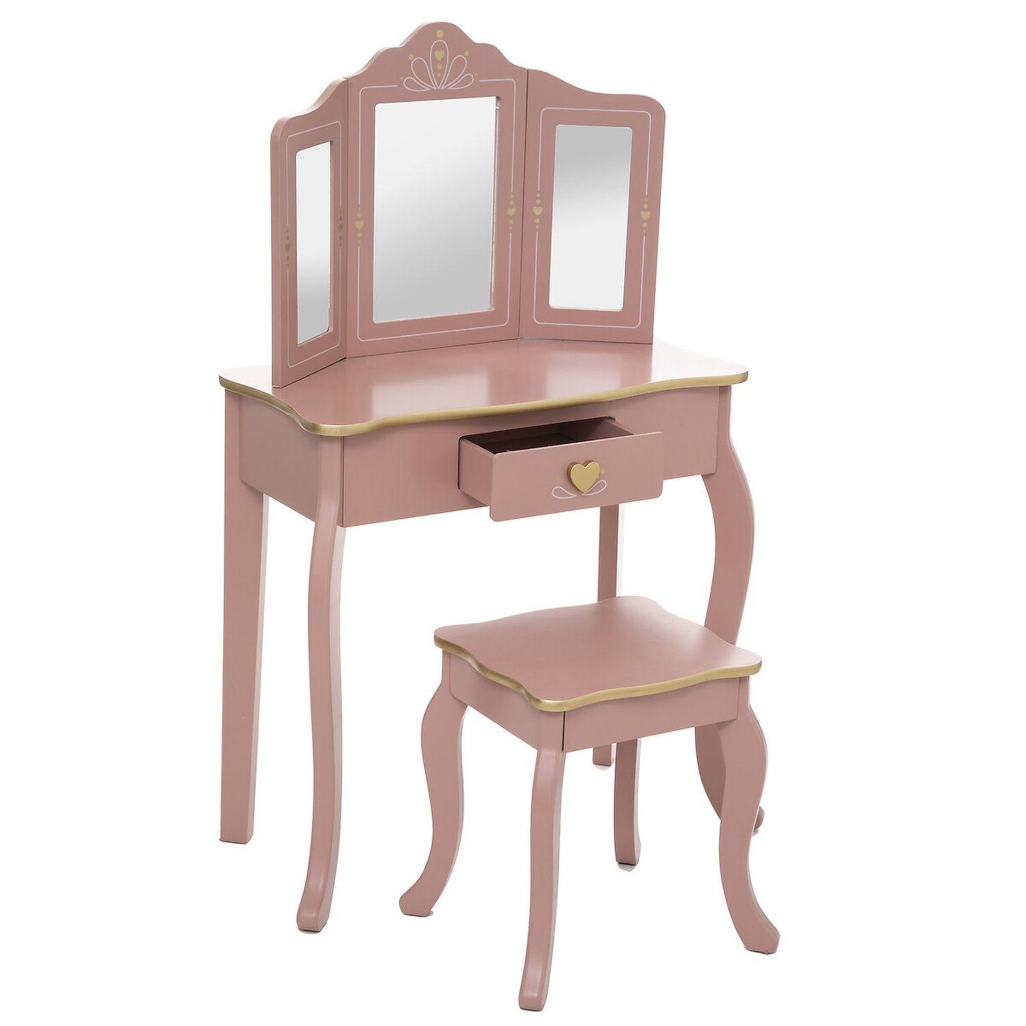 Voir la diapositive 2 : ATMOSPHERA Coiffeuse et tabouret sissi pour enfant - rose