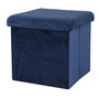 Voir la diapositive 1 : TOILINUX Pouf de rangement pliable Kube en velours - Bleu