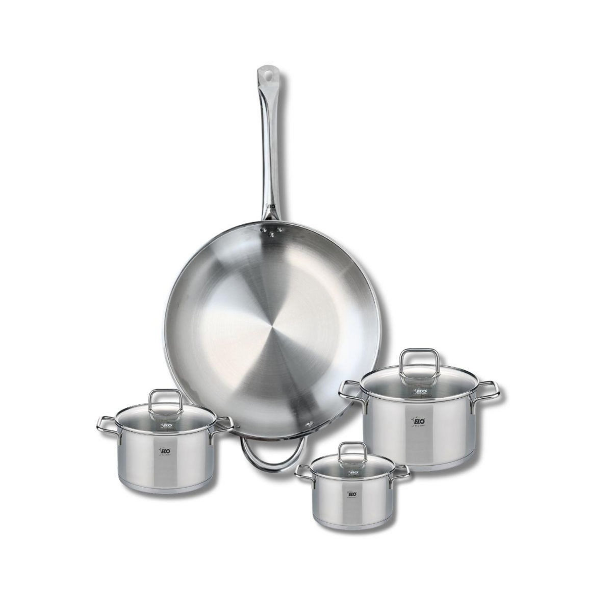 666 Barcelona Ensemble de 1 Poêle de cuisson 32 cm et 3 faitouts 12, 14 et 16 cm Elo Profi Citrin