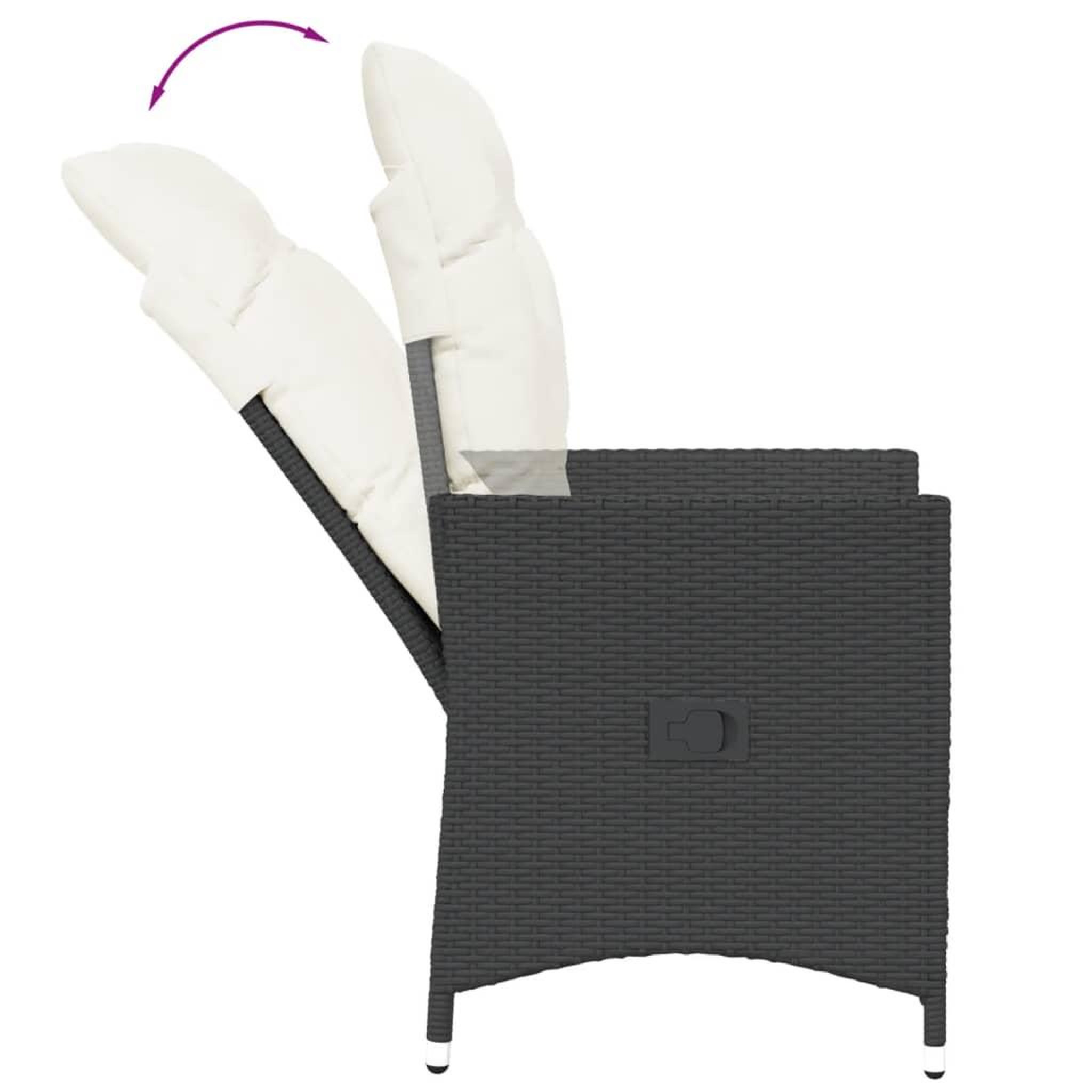 Voir la diapositive 5 : VIDAXL Ensemble de bistro 3 pcs avec coussins noir resine tressee