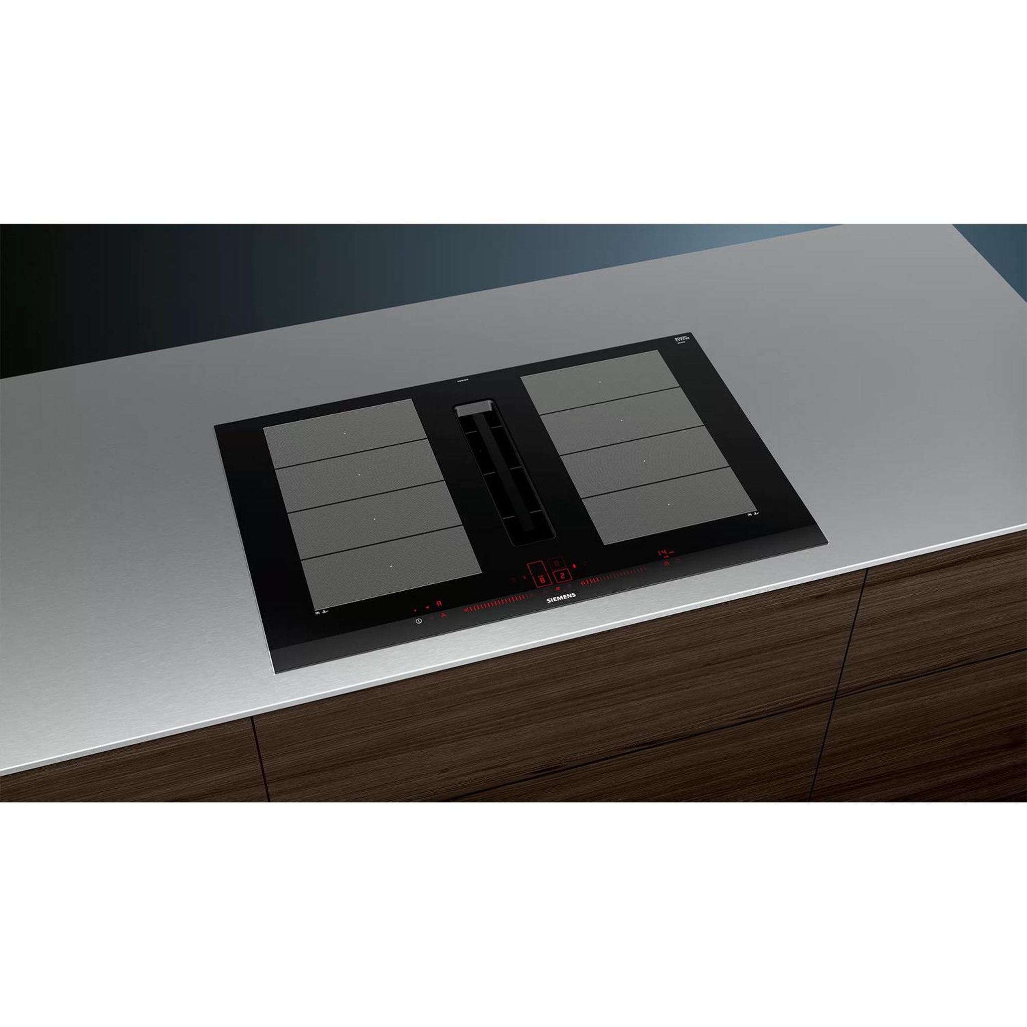 Voir la diapositive 2 : Siemens Table de cuisson aspirante induction 80cm 4 feux 7400w noir - EX875LX67E