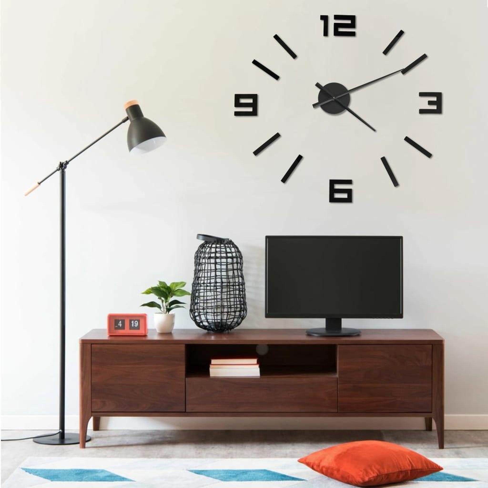 VIDAXL Horloge murale 3D Design moderne Noir 100 cm XXL