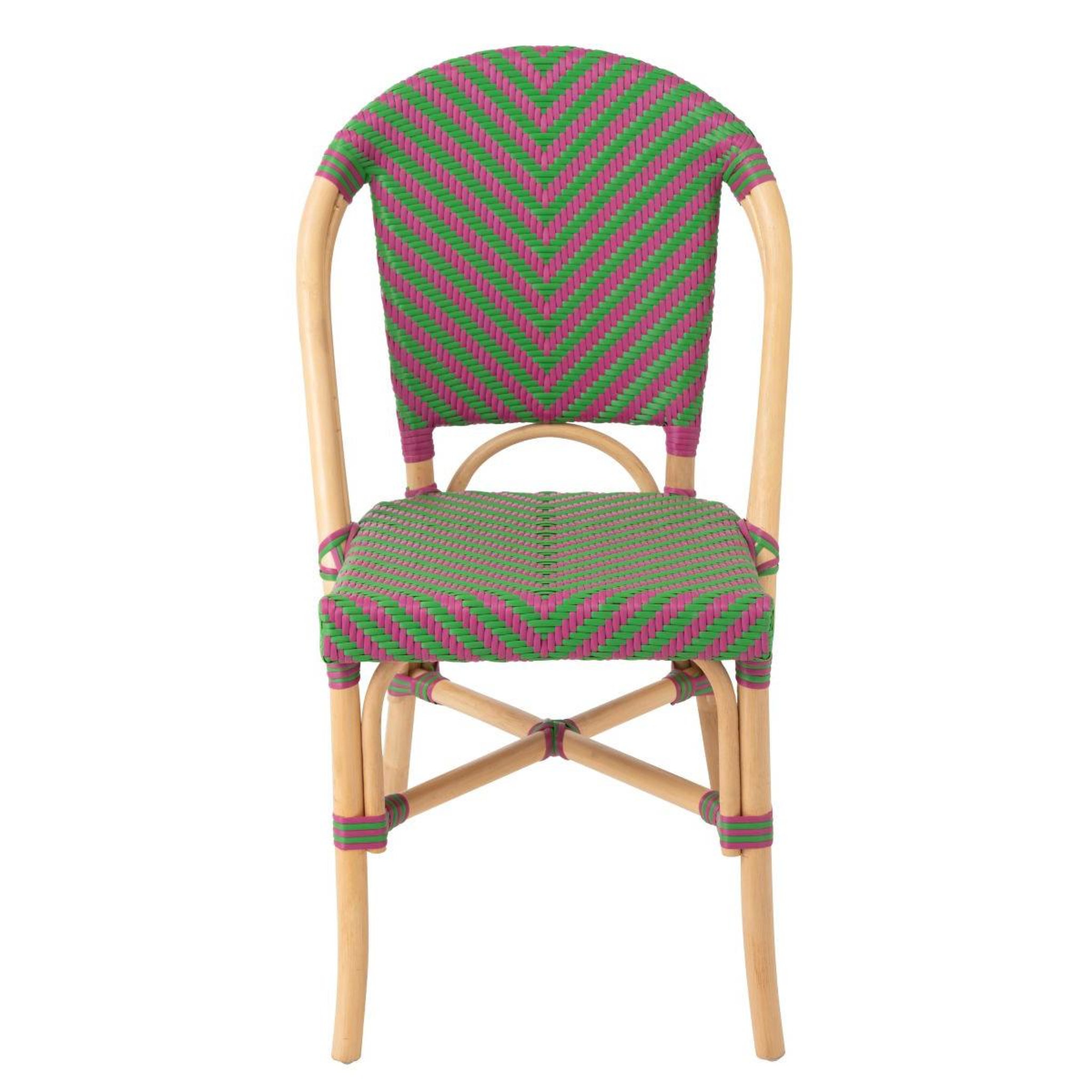 Voir la diapositive 2 : J-LINE Chaise en rotin  geo  86cm rose & vert