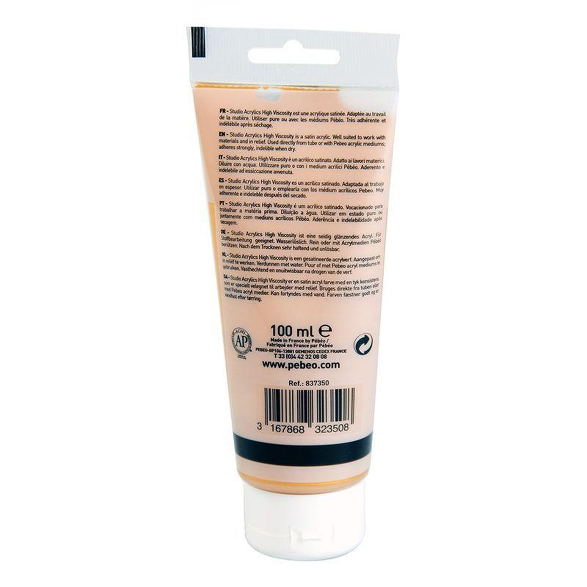 Voir la diapositive 2 : Pebeo Peinture acrylique métallique - or riche - 100 ml