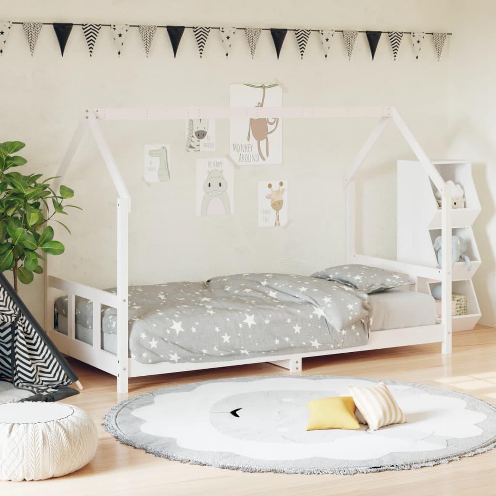 VIDAXL Cadre de lit pour enfants blanc 90x200 cm bois de pin massif