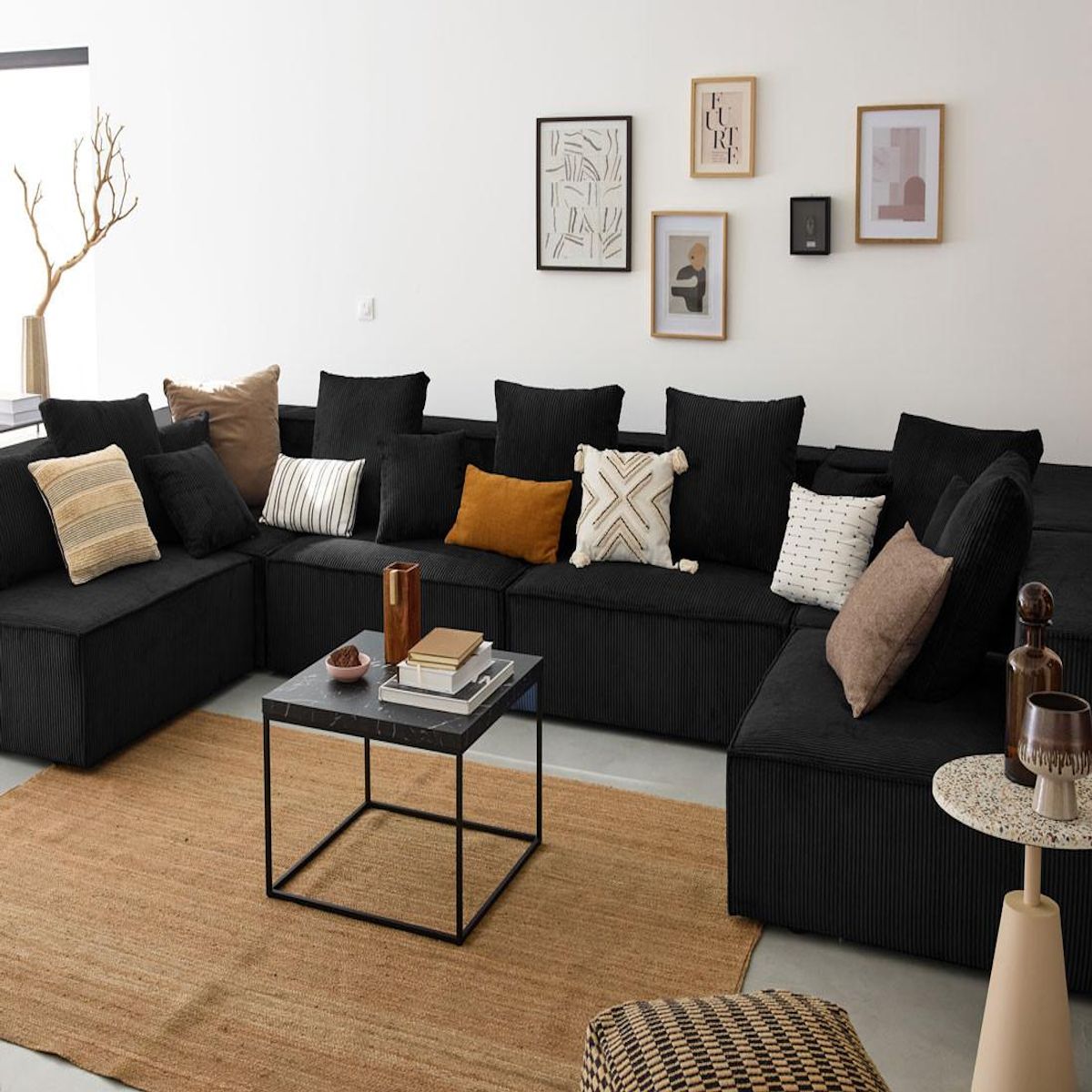 LISA DESIGN Colombine - canapé modulable panoramique - 7 places - en velours côtelé