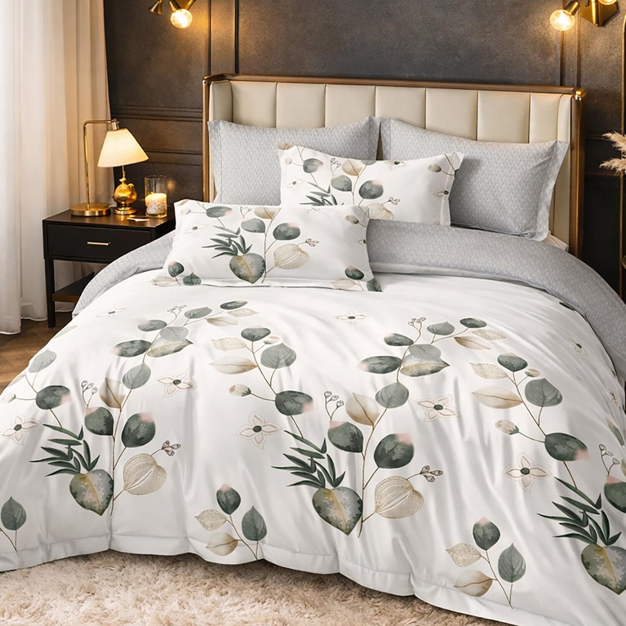 Voir la diapositive 2 : Home collection Parure housse de couette en coton 57 fils Elvane
