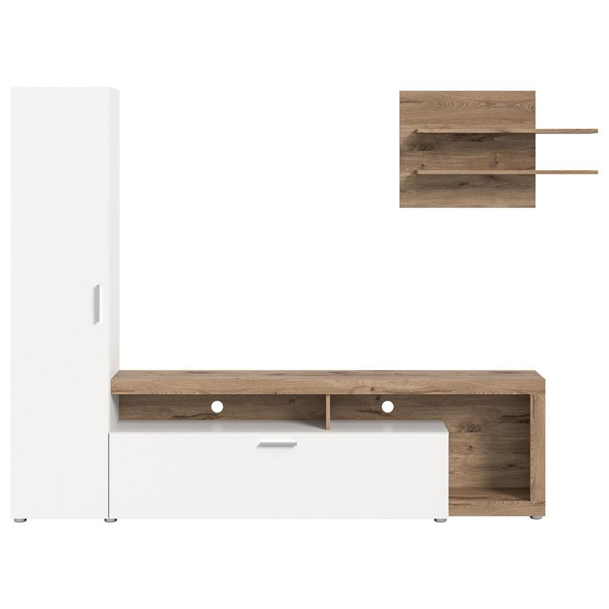 BEST MOBILIER Bromley - ensemble meuble tv - effet bois et blanc - 218 cm