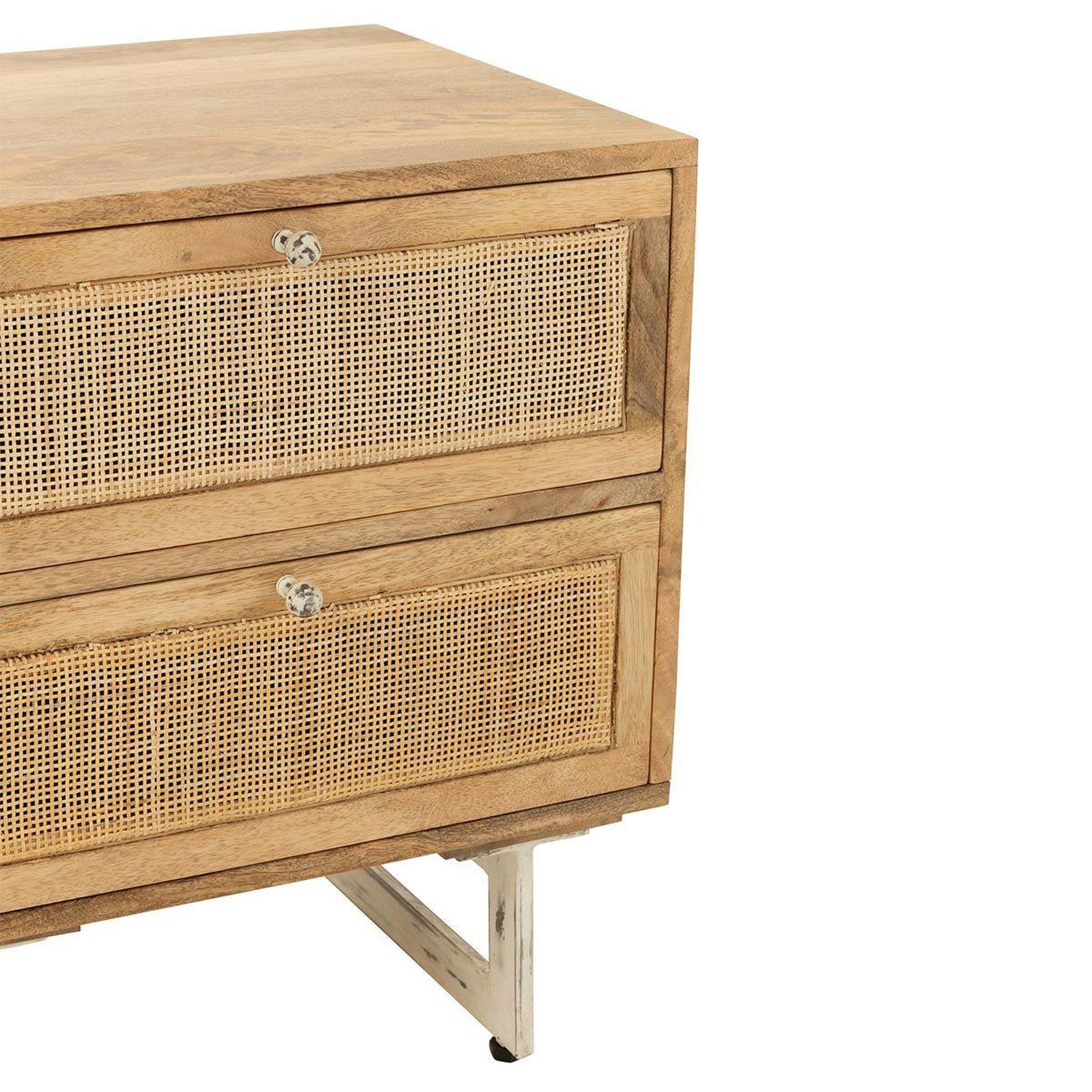 Voir la diapositive 6 : J-LINE Table de chevet en bois  weaving  55cm naturel
