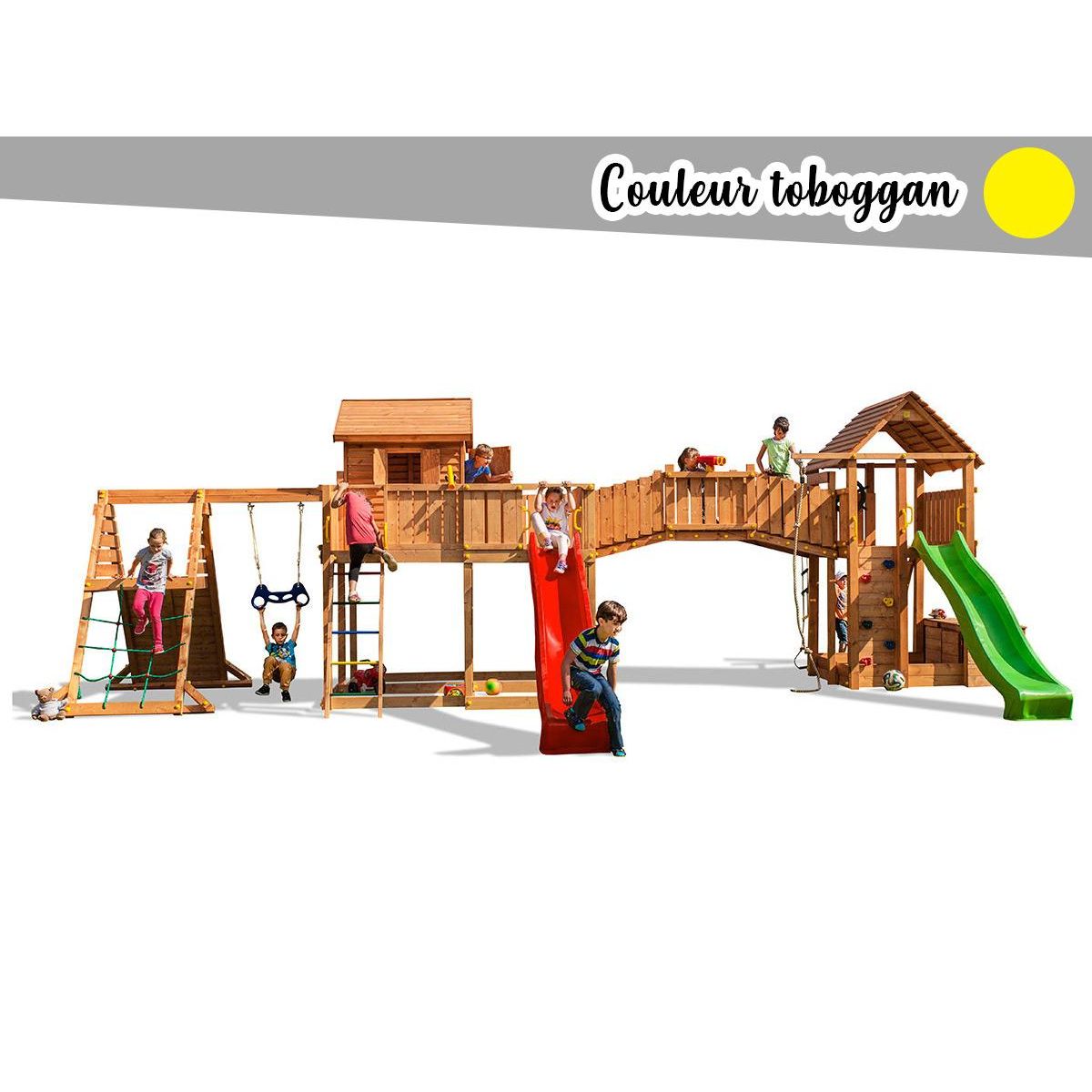 Fungoo Aire de jeux Maxi Spider Land - Toboggan Jaune - Fungoo