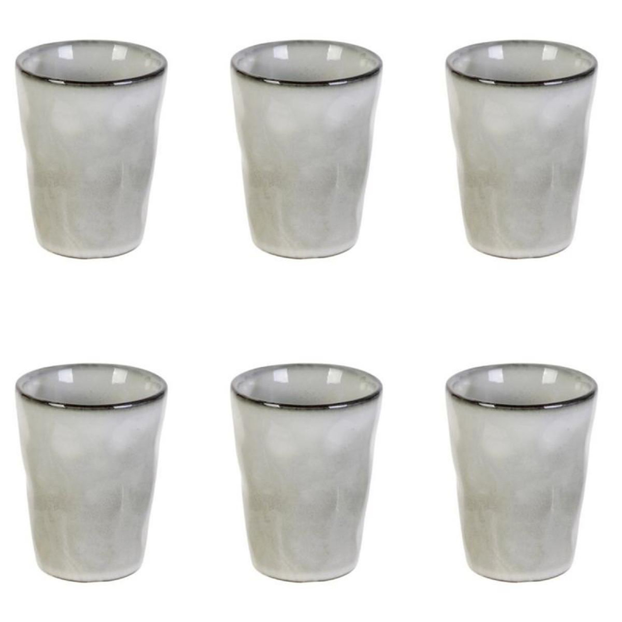 The Home Deco Factory Lot de 6 tasses  au grès du temps  7cm gris