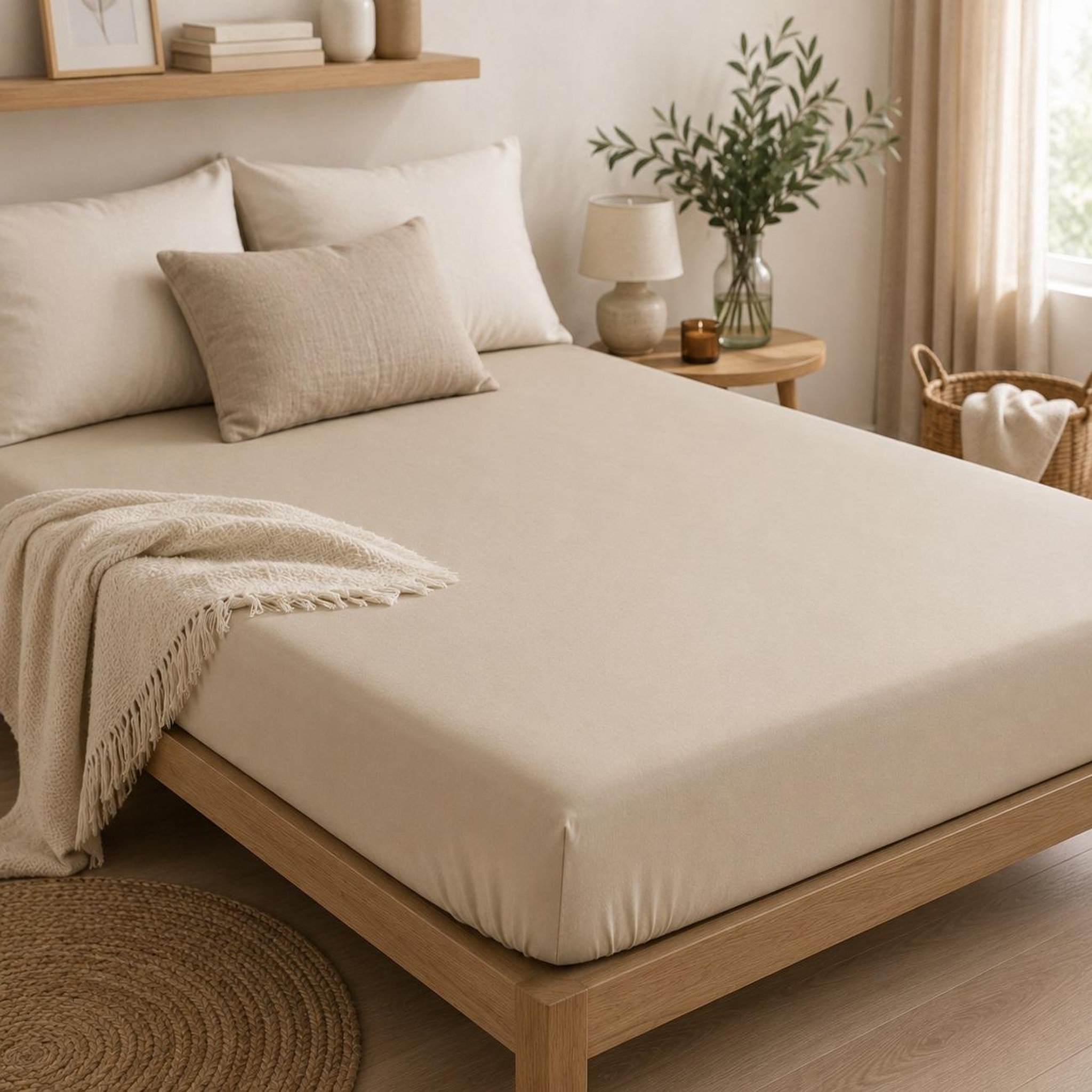 Voir la diapositive 3 : Eden Drap housse percale de coton uni 140 x 190 cm harmonie mordore