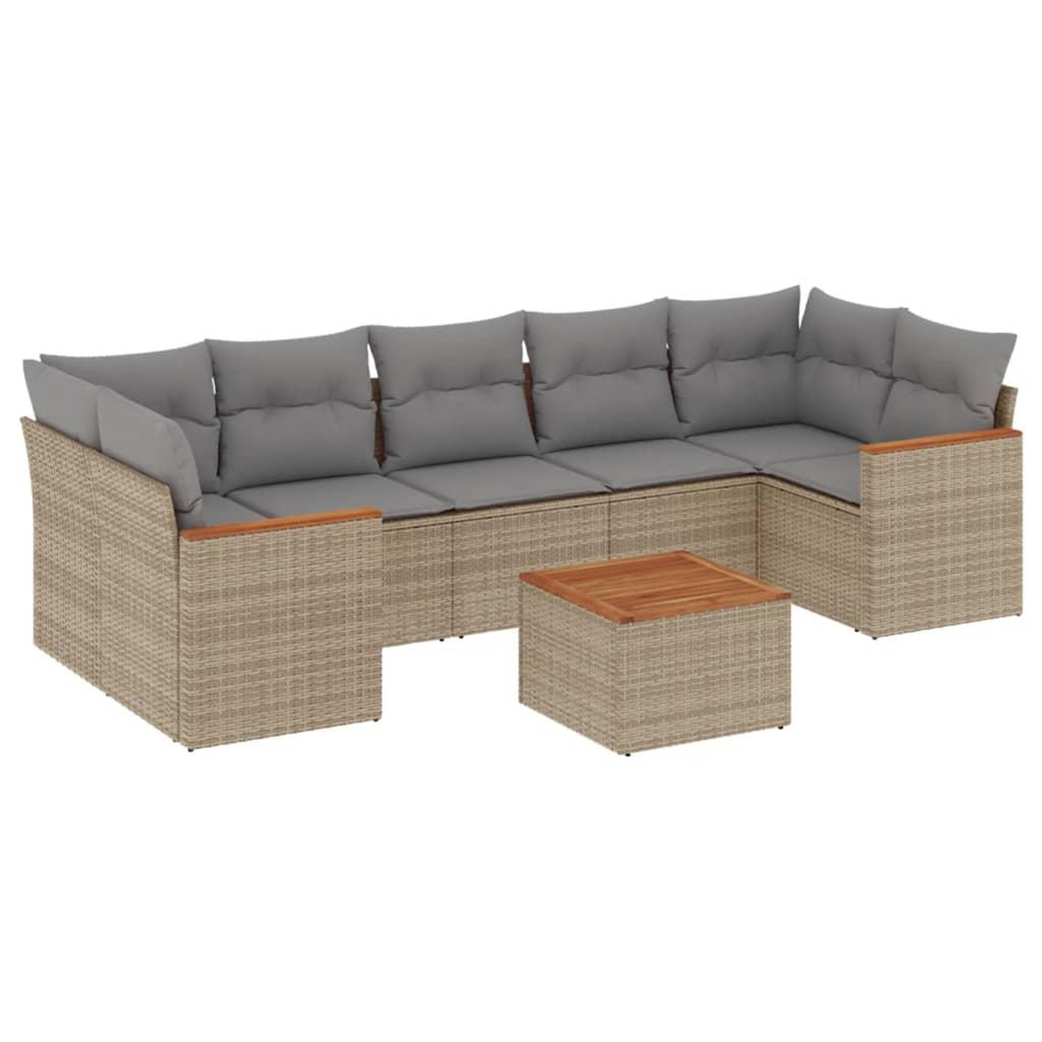 Voir la diapositive 2 : VIDAXL Salon de jardin avec coussins 8pcs melange beige resine tressee