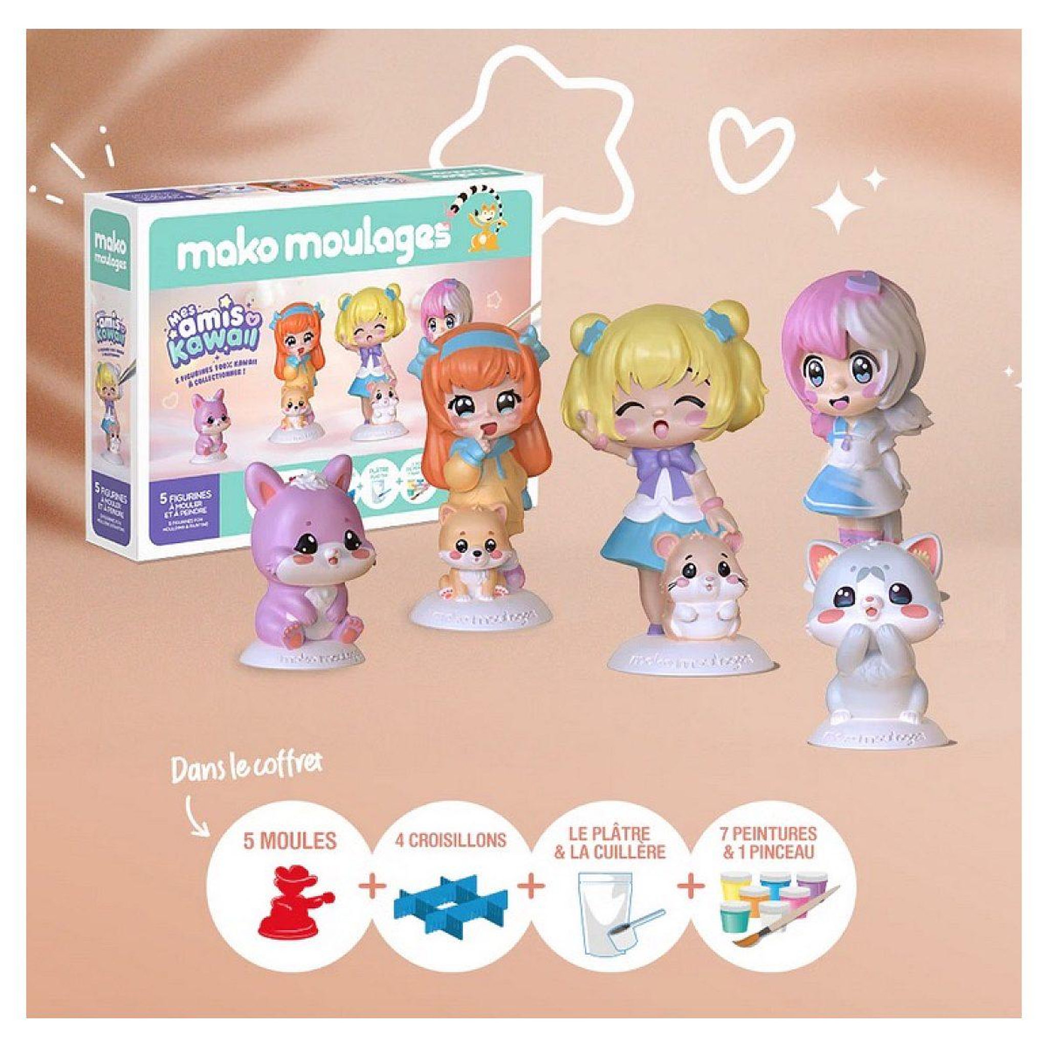 Voir la diapositive 3 : Mako Creations Coffret mako moulages - mes amis kawaii 5 moules