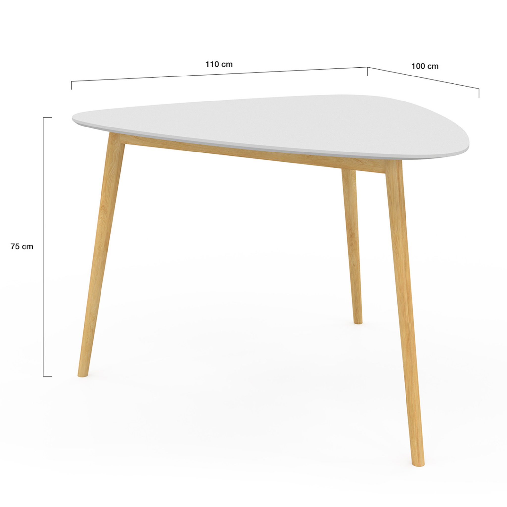 Voir la diapositive 4 : ID MARKET Table à manger gaia 4 personnes plateau blanc pieds bois 110 cm