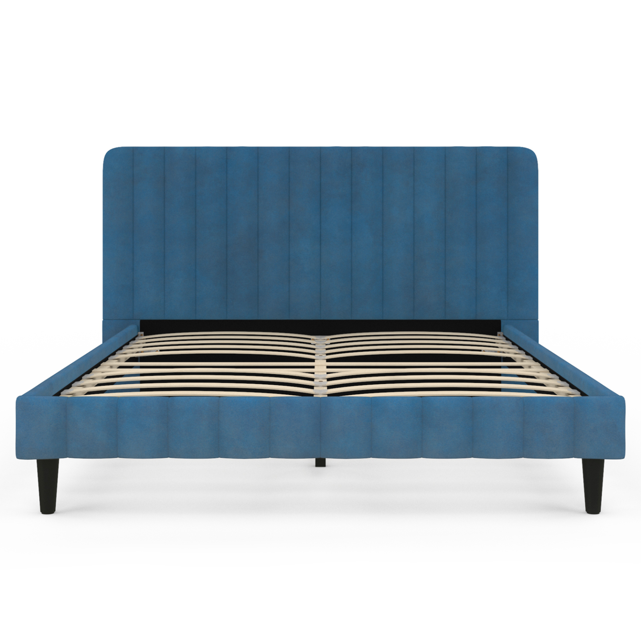 Voir la diapositive 3 : ID MARKET Lit double annie avec tête de lit et sommier 140 x 190 cm velours bleu